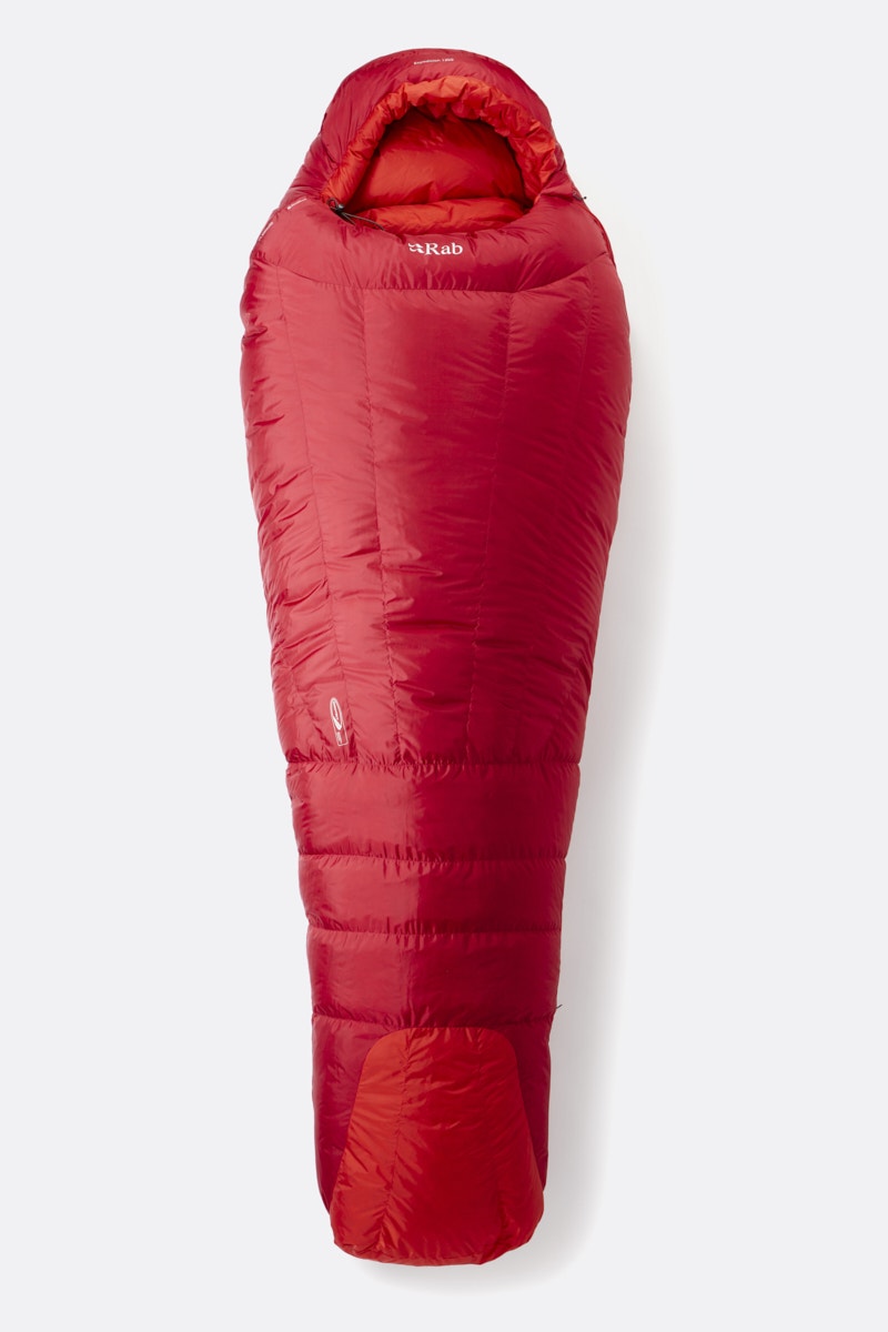 Saco de dormir Rab Expedition 1200 en color rojo Summit Red